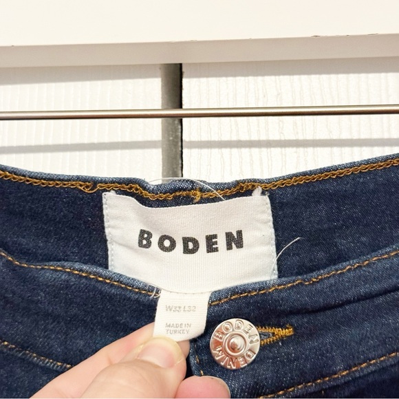 BODEN High Rise True Straight Leg Jeans 33 Waist 32 Length Dark Wash Stretch - Picture 4 of 9